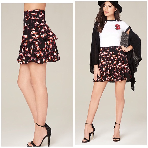 bebe Dresses & Skirts - BEBÉ Flamingo Mini Skirt Size S